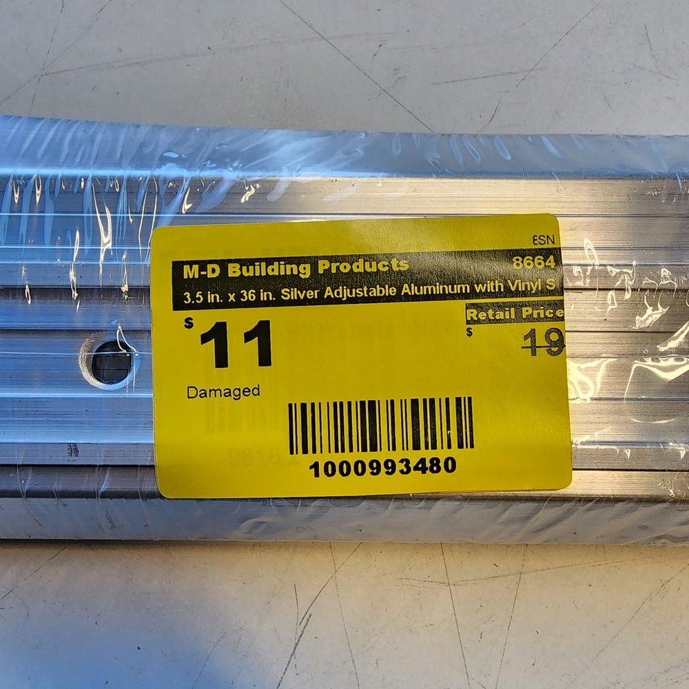3.5 in. x 36 in. Silver Adjustable Aluminum with Vinyl Seal Door Weatherstripping Threshold (8664) 3.5 in. x 36 in. Silver Adjustable Aluminum with Vinyl Seal Door Weatherstripping Threshold (8664)